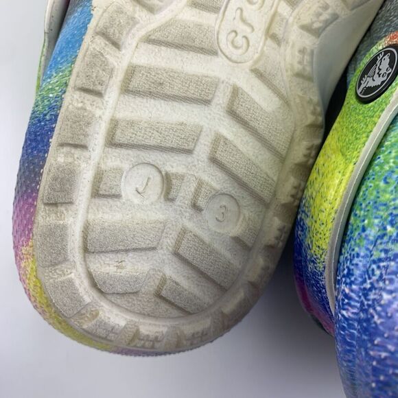Crocs Faux Fur Lined Clog Spray Multicolored Tie Dye 208081 Slip On Kid Junior 3 - Picture 12 of 12